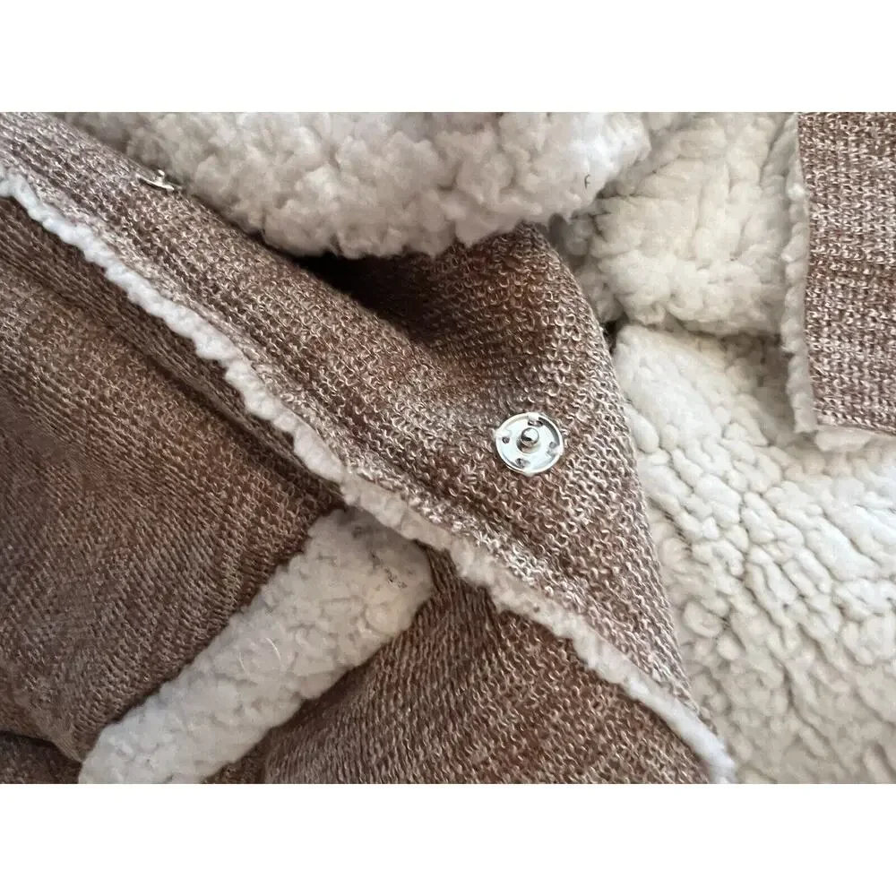 Sherpa Jacket Boho David And Danny Sweater Brown White Wrap Warm Boho Coat Sz S